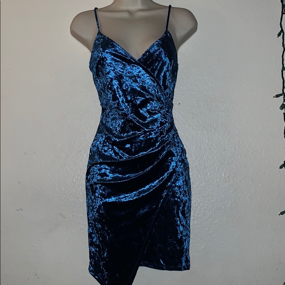 Blue velvet dress